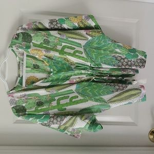 Trina Turk Bewitching Green and Multicolor Succulents Pattern Cacti Size S